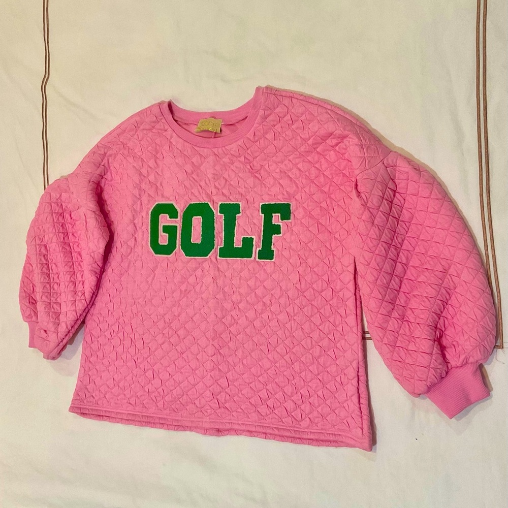 Judith March Pink Quilted Golf Sweatshirt size Large